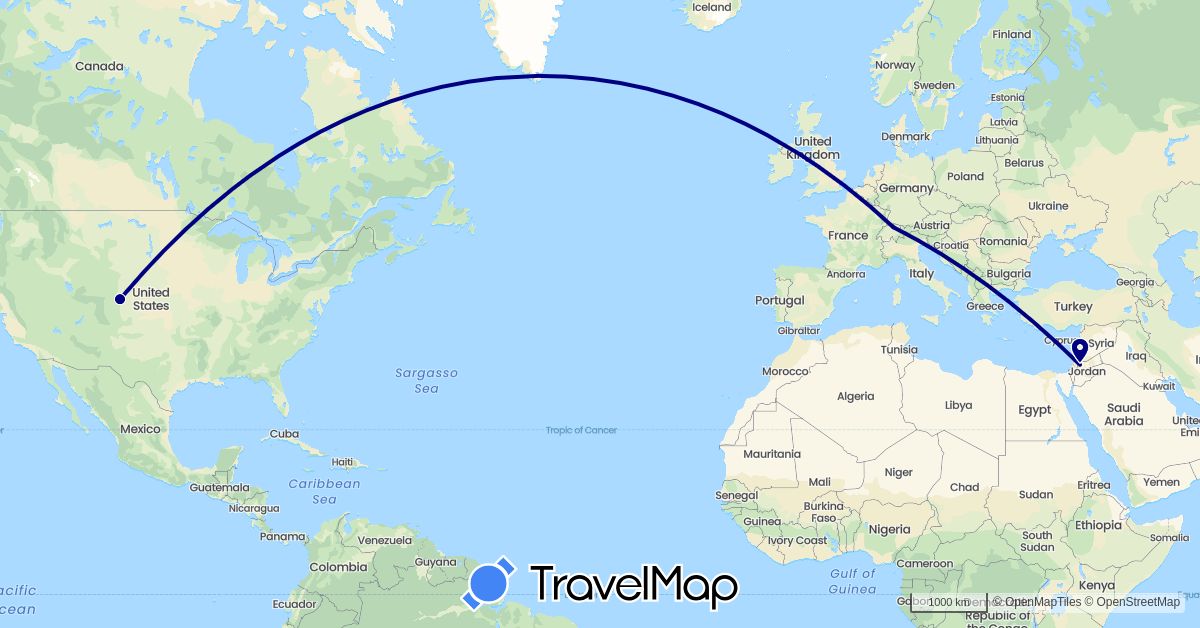 TravelMap itinerary: driving in Switzerland, Jordan, United States (Asia, Europe, North America)